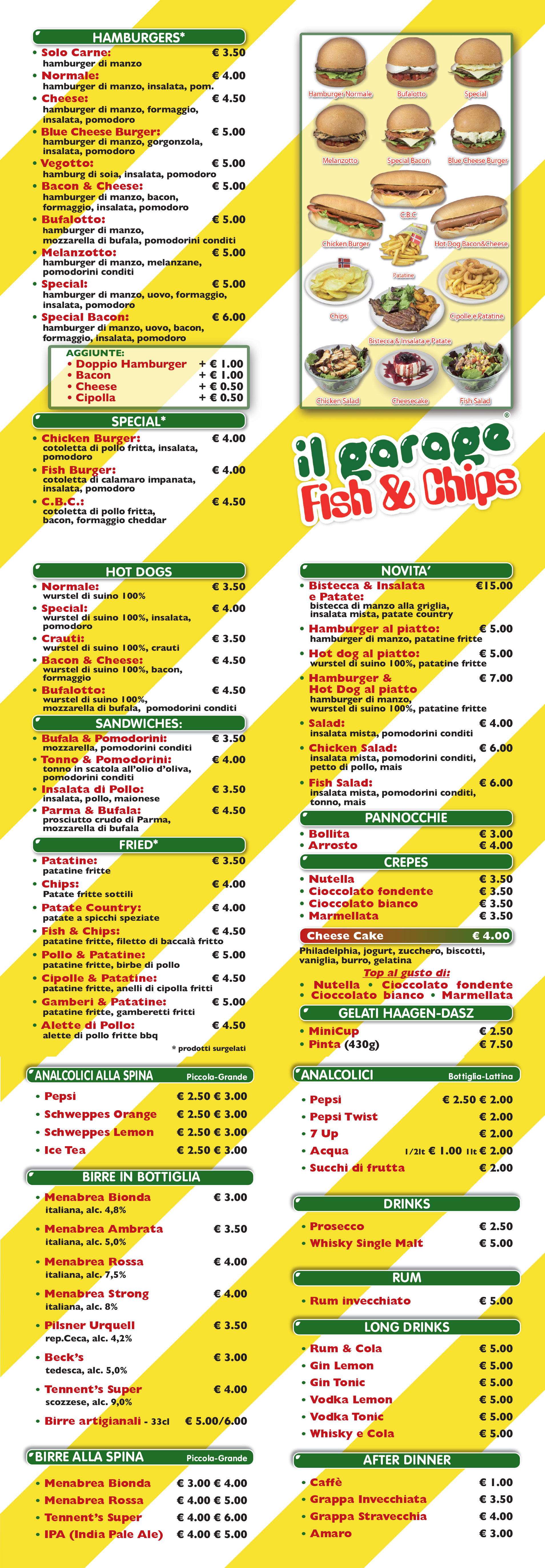 Menu il Garage Anzio Fish&Chips Lavinio